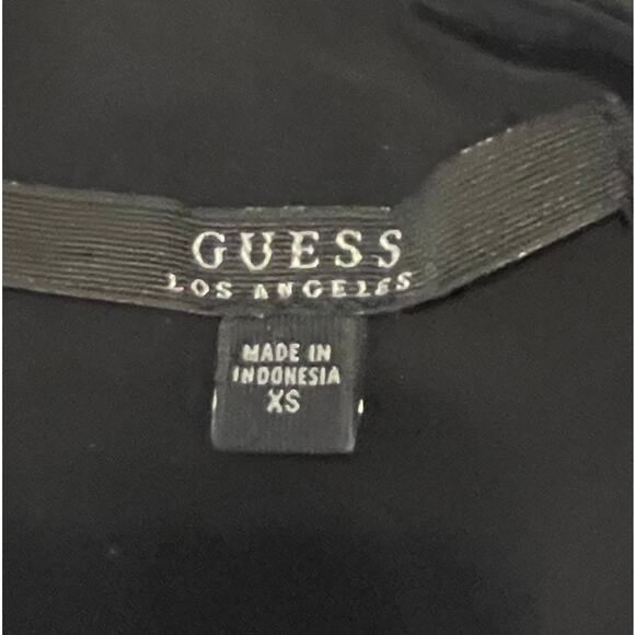 GUESS LONG SLV RND NECK MINI BODYCON DRESS, WOMENS, XS, BLACK & SILVER, ZIPPERS - Picture 10 of 12